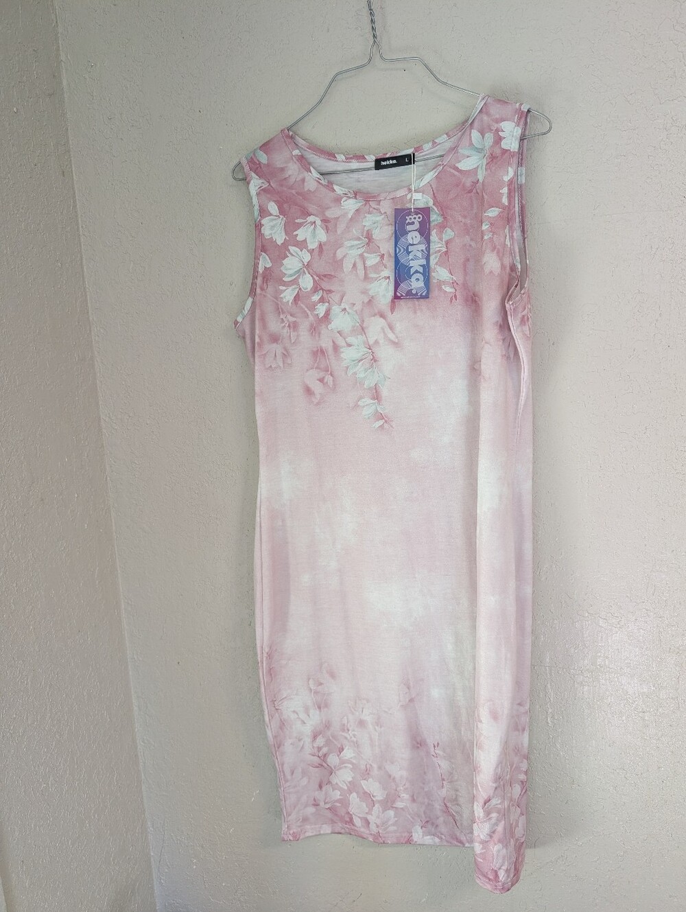 Sleeveless Shift Dress L Pink Floral Festival Cottage Fairy Dainty Flowy Boho
